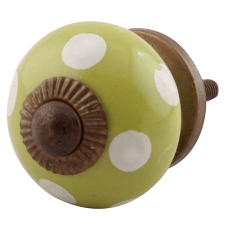 Pea Green Dotted Small Ceramic Drawer Knobs